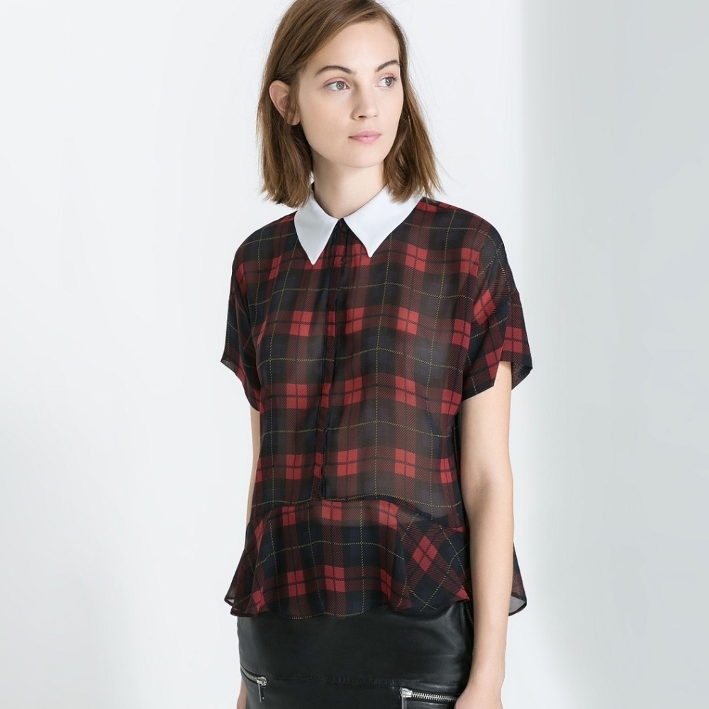 Zara Plaid Top